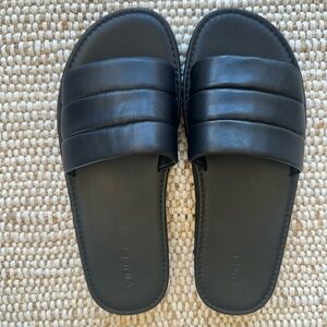 Vince Black Quilted Slide Sandals